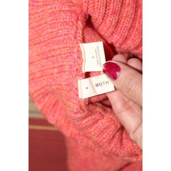 Moth by Anthropologie Coral Wool Turtleneck Sweater Oversized Fit Women’s Small - Picture 3 of 4